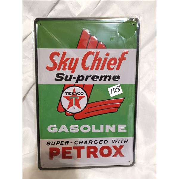 Embossed Texaco Sky Chief Tin Sign