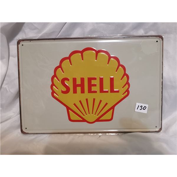 Embossed Shell Oil Tin Sign