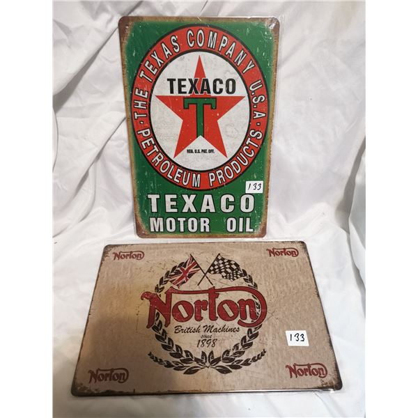 Texaco and Norton Tin Signs