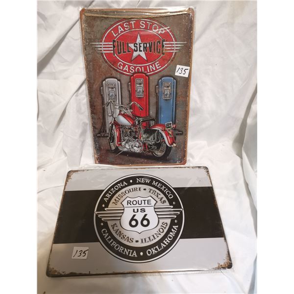 Two Tin Signs, Gas and Route 66