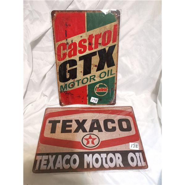 Castrol and Texaco Tin Signs
