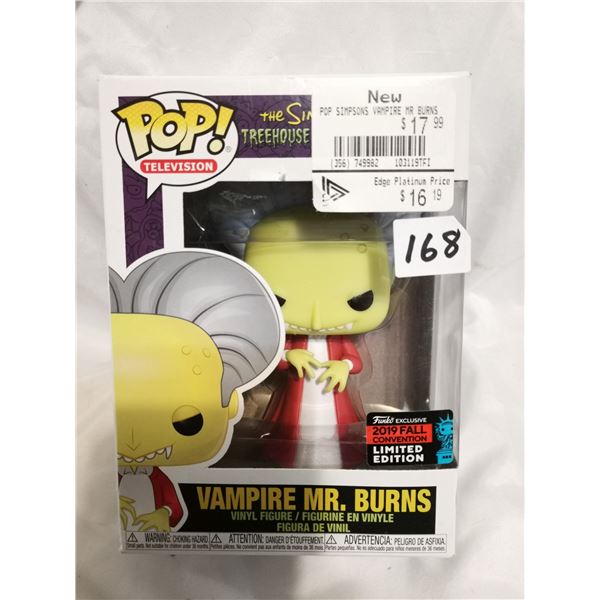 The Simpsons Vampire Mr. Burns, Rare 2019 Convention Funko Pop