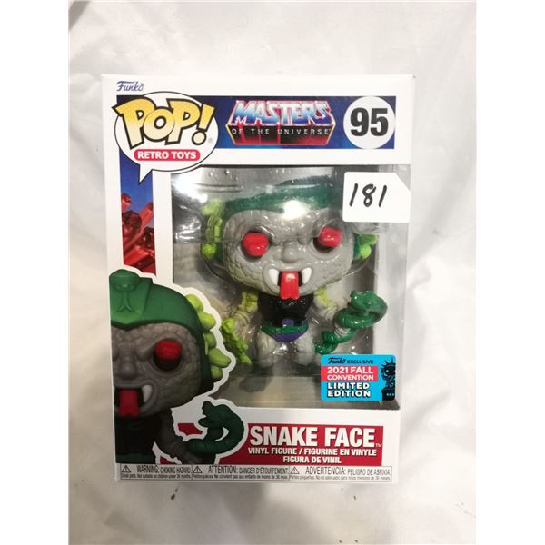 RARE Snake Face Funko Pop, Masters of the Universe – 2021 Fall Con Ltd. Ed.