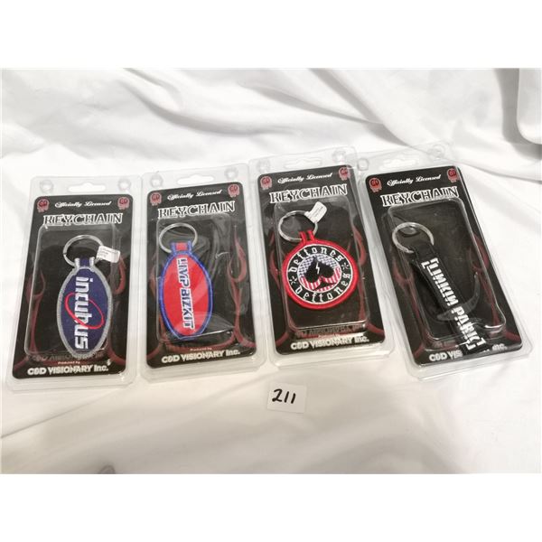 (4) NOS Rock Band Keychains - Deftones, Linken Park, Incubus, Limp Bizkit