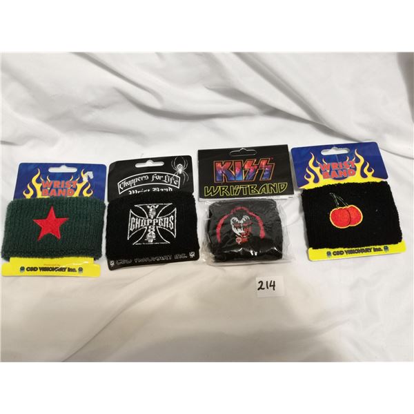 (4) NOS Wrist Bands – Kiss, Choppers, Cherry, Star