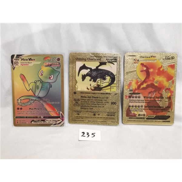(3) Custom Fan-Art Gold Foil Pokemon Cards