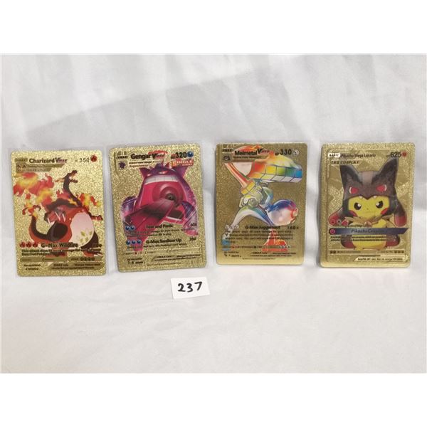 (4) Custom Fan-Art Gold Foil Pokemon Cards