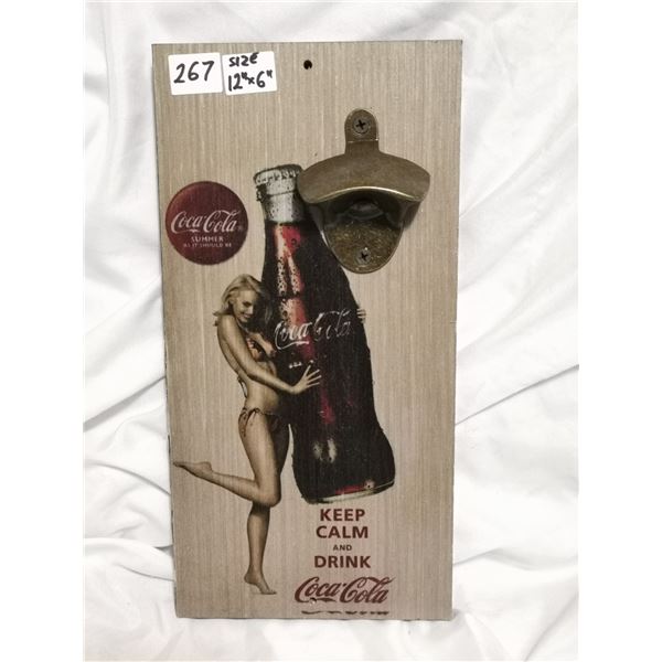 Coca-Cola Wooden Wall Hanging Bottle Opener Sign
