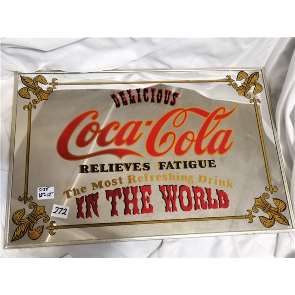 Glass Coca-Cola Advertising Sign, 12x18”