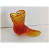 Image 1 : Fenton Amber Orange Glass Boot, 4”