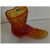 Image 2 : Fenton Amber Orange Glass Boot, 4”