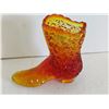 Image 3 : Fenton Amber Orange Glass Boot, 4”