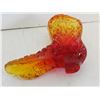 Image 4 : Fenton Amber Orange Glass Boot, 4”