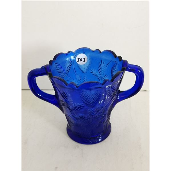 Cobalt Glass Vase, 5” (has chip on bottom)
