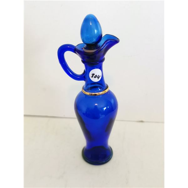 Vintage Avon Cobalt Blue Glass Pitcher, 9”