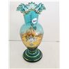 Image 2 : Vintage Teal & Gold Enamel Ruffled Glass Vase