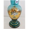 Image 3 : Vintage Teal & Gold Enamel Ruffled Glass Vase