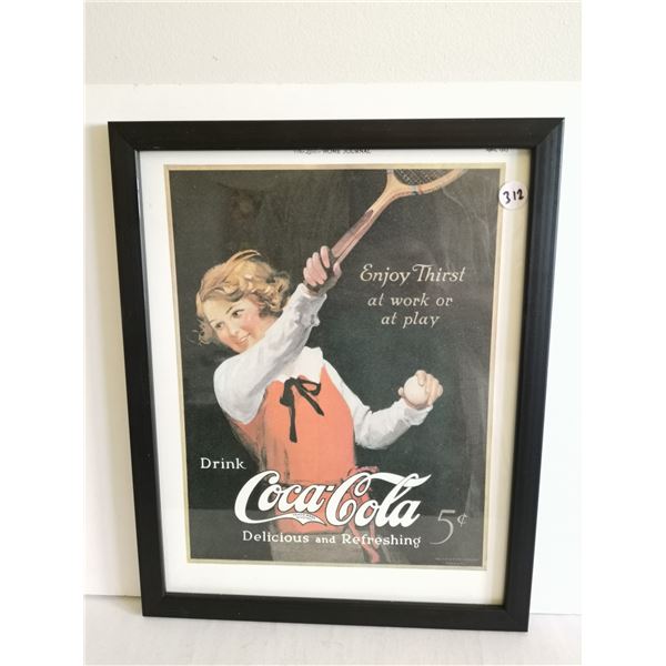 Coca-Cola Framed Ad Art, 12x15”