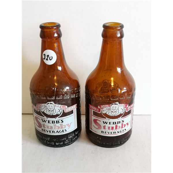 (2) Vintage Brown Stubby Bottles