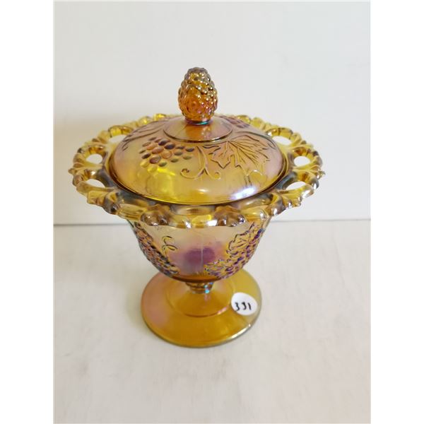 Indiana Glass Pedestal Covered Candy Dish, 6 ¾” Tall