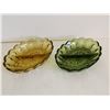 Image 1 : (2) Indiana Class Candy Dishes, Green & Amber