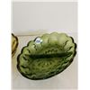 Image 2 : (2) Indiana Class Candy Dishes, Green & Amber