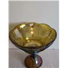 Image 3 : Vintage Amber Carnival Glass Pedestal Bowl, 8” x 8 ½” Tall