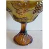 Image 4 : Vintage Amber Carnival Glass Pedestal Bowl, 8” x 8 ½” Tall