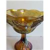 Image 5 : Vintage Amber Carnival Glass Pedestal Bowl, 8” x 8 ½” Tall