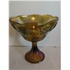 Image 6 : Vintage Amber Carnival Glass Pedestal Bowl, 8” x 8 ½” Tall
