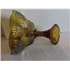 Image 7 : Vintage Amber Carnival Glass Pedestal Bowl, 8” x 8 ½” Tall