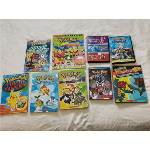 Pokemon Lot – (2) DVDs, (7) Books
