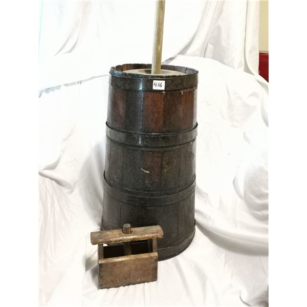 Antique Wood Butter Churn & Press