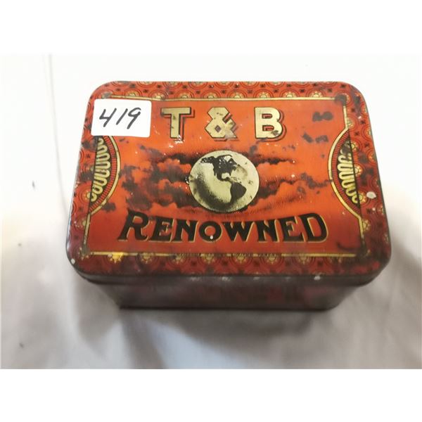 T&B Renowned Tin Tobacco Can