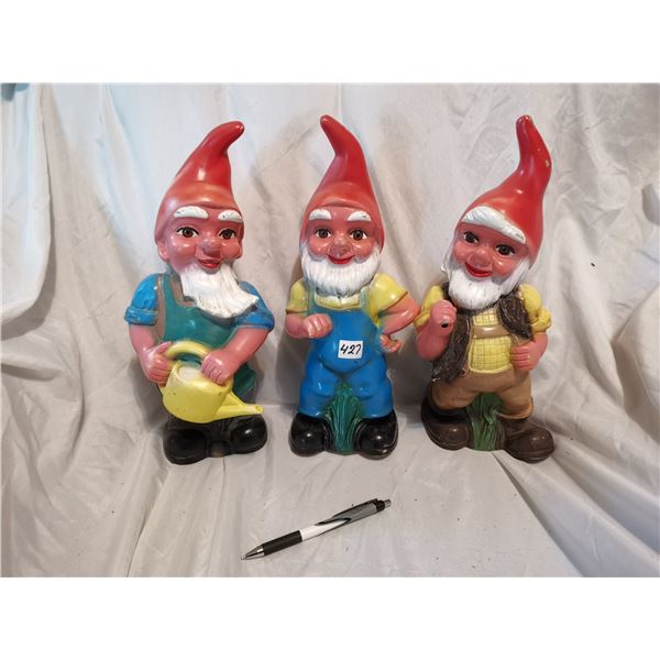(3) Vintage Zeho German Rubber Gnome Figurines