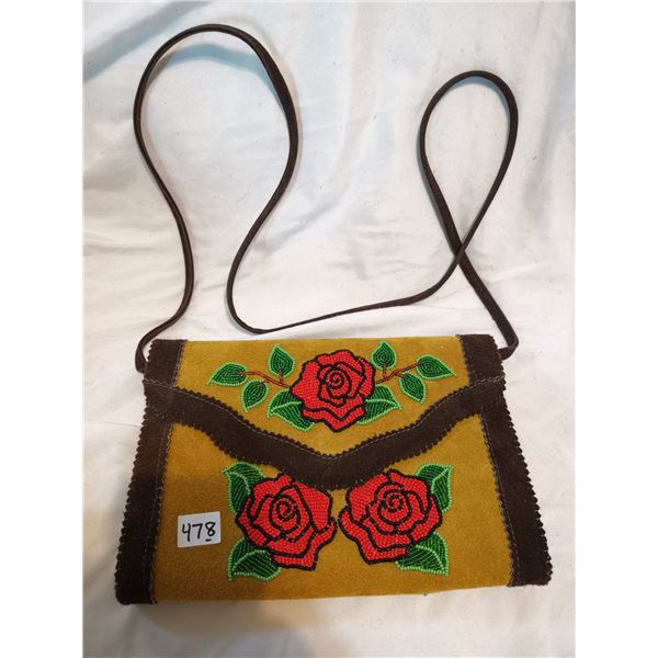 NOS Beaded Leather Native Style Purse