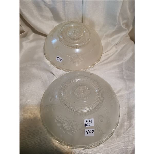 Two antique glass covers for lights