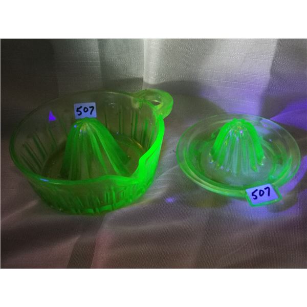 Two uranium glass lemon dishes