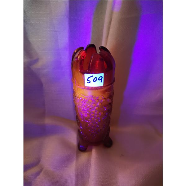 Amberina glow glass vase red to yellow