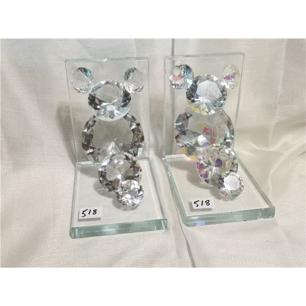 Two crystal bookends, one has little chip