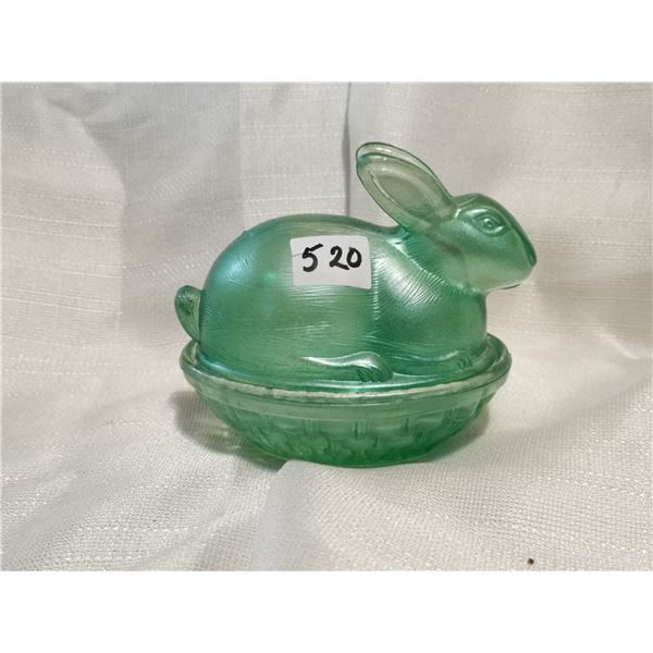 Green bunny on the nest glass dish