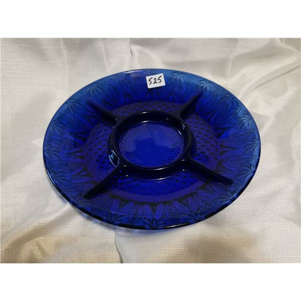 French blue glass candy nut dish