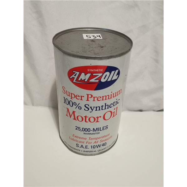 Amzoil oil tin can, full