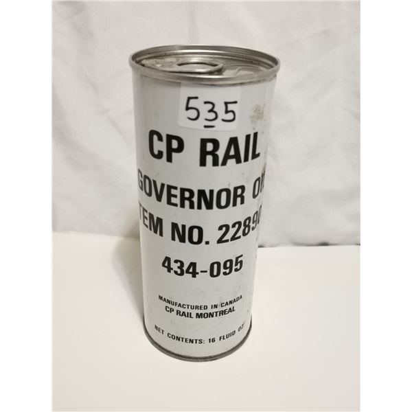 Rare CP rail oil tin can, black white, full