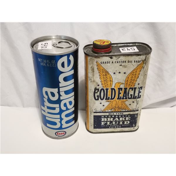 Two tin cans, Esso marine and gold eagle
