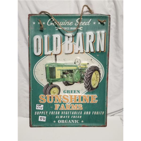 Metal tractor barn sign