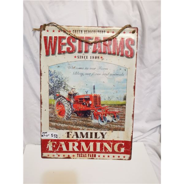 Metal westfarms tin sign