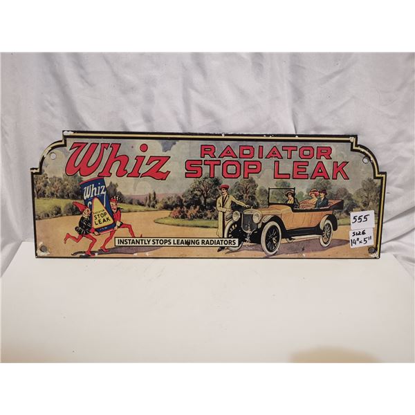 Whiz porcelain sign