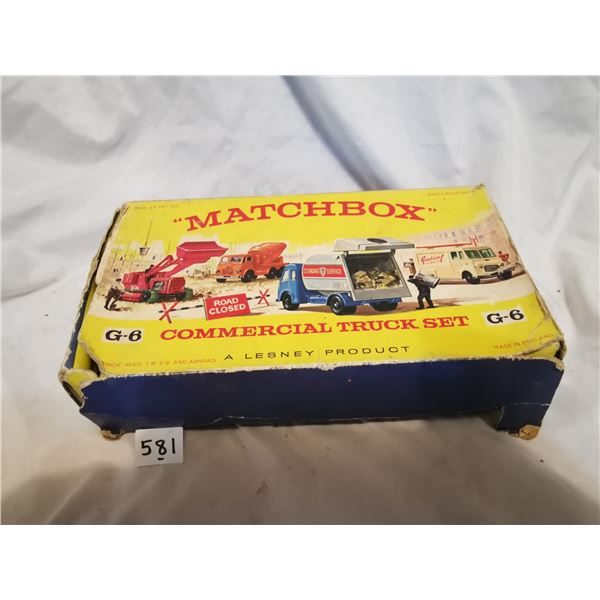 Old matchbox commercial truck set, all original except one