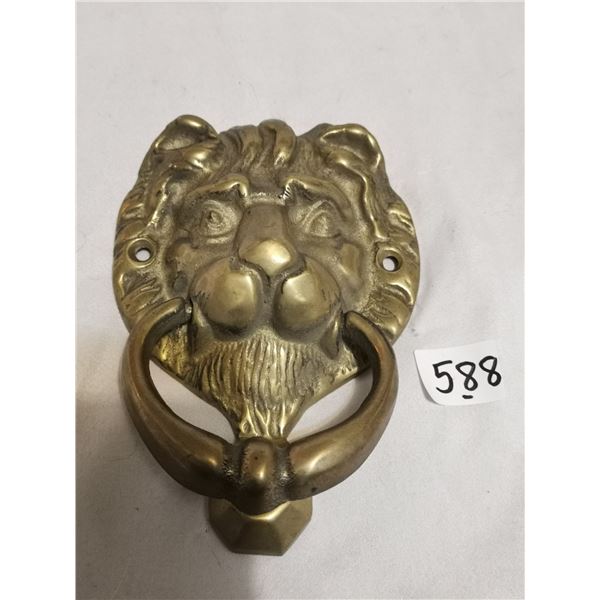 Canadian made lion door knocker, brass